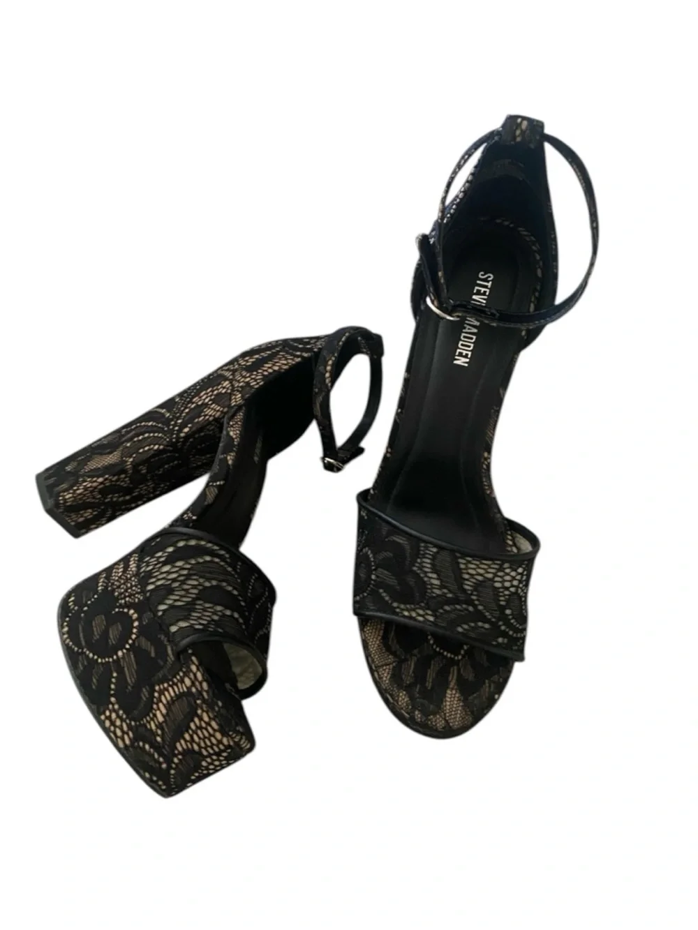 Steve Madden Black Lace Platform Block Heels size 8 1/2 worn once